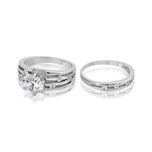 RSZ-2155 Constellation CZ Engagement Wedding Ring Set