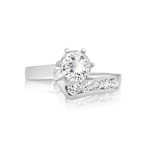 RSZ-2156 Z Wave Channel Set CZ Engagement Wedding Ring Set