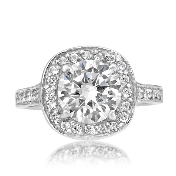 RSZ-2158 Halo CZ Engagement Wedding Ring Set