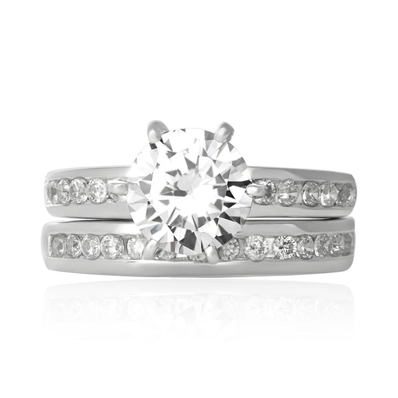 RSZ-3002 Channel Set CZ Wedding Ring Set