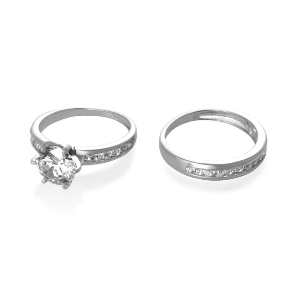 RSZ-3002 Channel Set CZ Wedding Ring Set