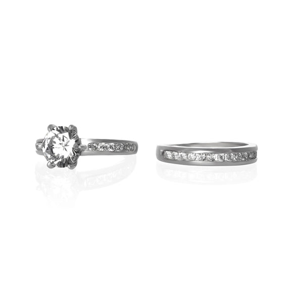 RSZ-3002 Channel Set CZ Wedding Ring Set