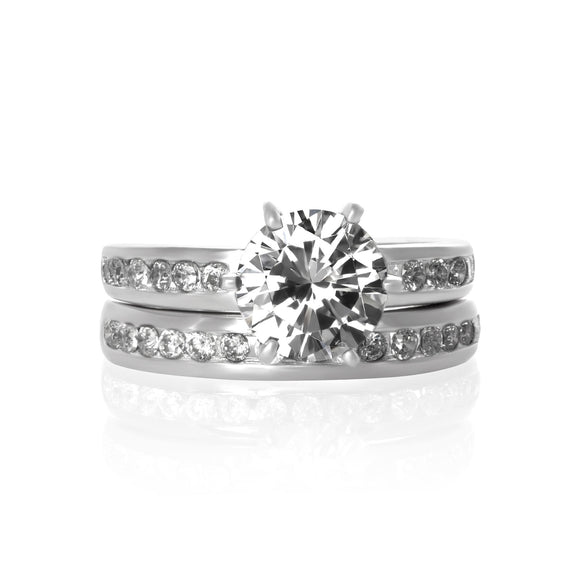 RSZ-3002 Channel Set CZ Wedding Ring Set