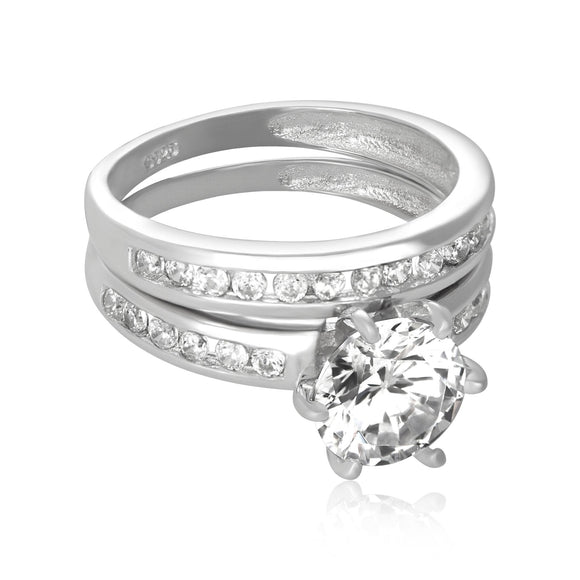 RSZ-3002 Channel Set CZ Wedding Ring Set | Teeda