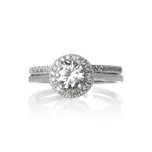 RSZ-3003 Halo Nouveau CZ Wedding Ring Set
