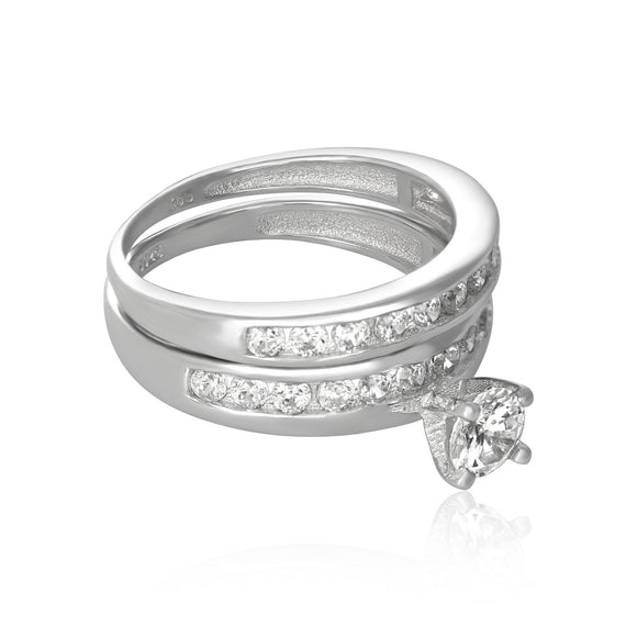 RSZ-3004 Channel Set CZ Wedding Ring Set