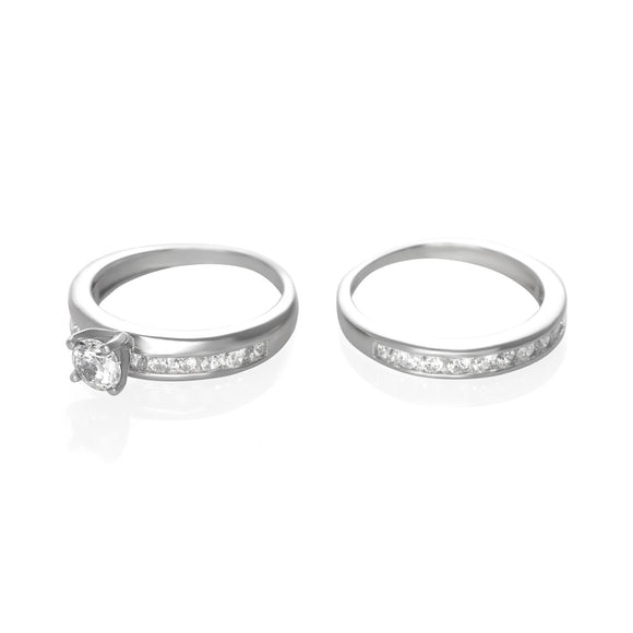 RSZ-3004 Channel Set CZ Wedding Ring Set