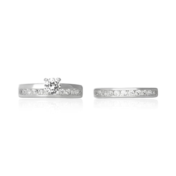 RSZ-3004 Channel Set CZ Wedding Ring Set