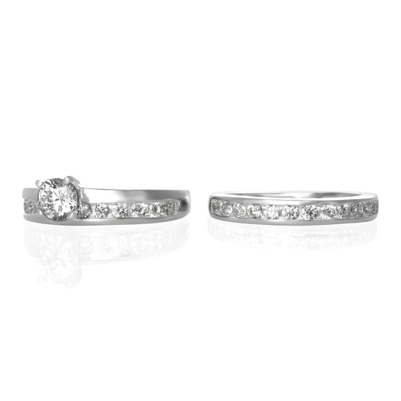 RSZ-3004 Channel Set CZ Wedding Ring Set