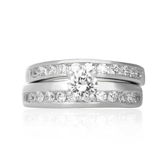 RSZ-3004 Channel Set CZ Wedding Ring Set | Teeda