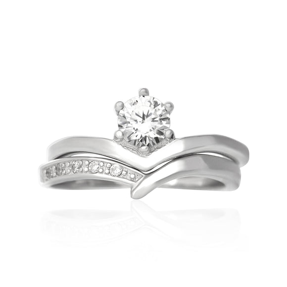RSZ-3006 Cubic Zirconia Wedding Ring Set | Teeda