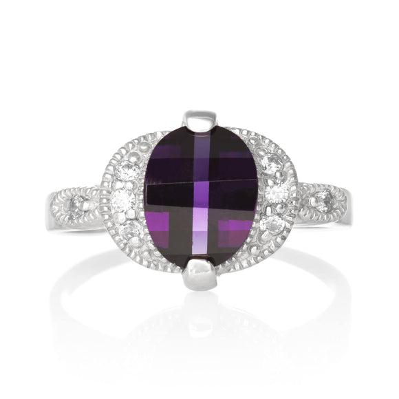 RZ-1380-AM Cubic Zirconia Ring - Amethyst | Teeda