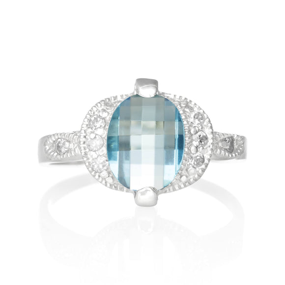 RZ-1380-AQ Cubic Zirconia Ring - Aqua | Teeda