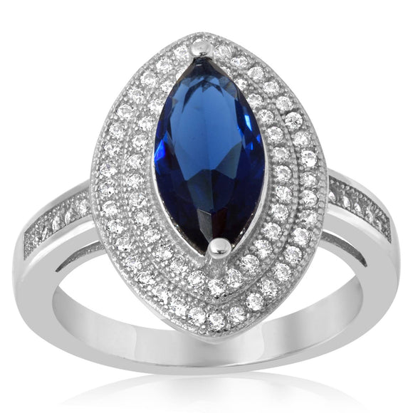 RZ-1644 Marquise Cut Micropavé Cubic Zirconia Ring