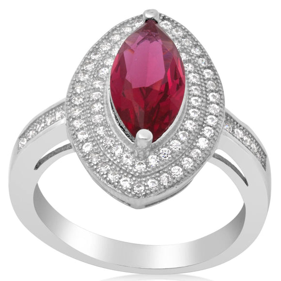 RZ-1644 Marquise Cut Micropavé Cubic Zirconia Ring