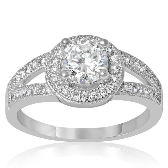 RZ-1651 Halo Cubic Zirconia Ring | Teeda
