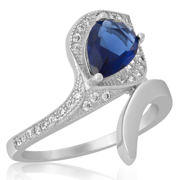 RZ-1652 Pear Shape Micropavé Cubic Zirconia Ring
