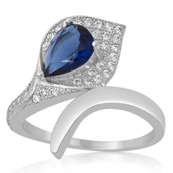 RZ-1652 Pear Shape Micropavé Cubic Zirconia Ring | Teeda