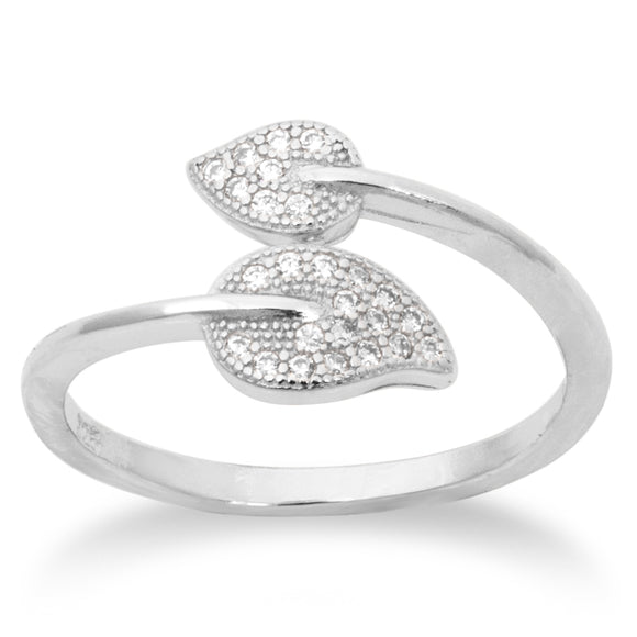 RZ-1663 Double Leaf Micropavé CZ Ring