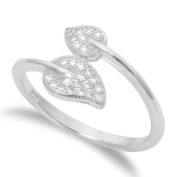 RZ-1663 Double Leaf Micropavé CZ Ring | Teeda