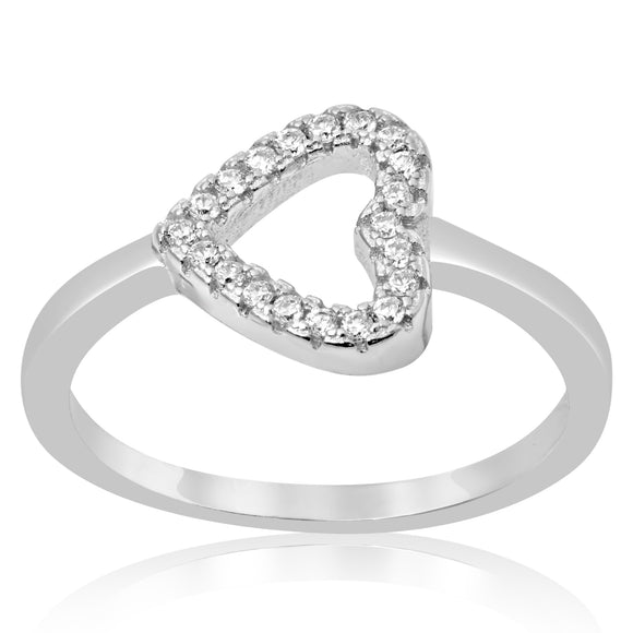 RZ-1665 Sideways Open Heart CZ Ring | Teeda
