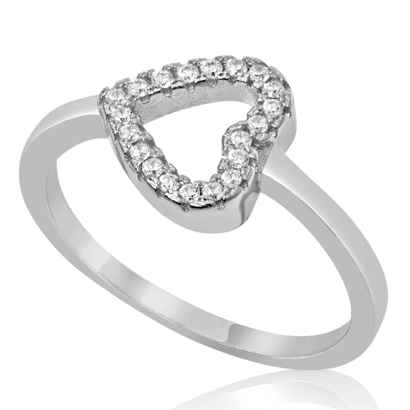 RZ-1665 Sideways Open Heart CZ Ring | Teeda