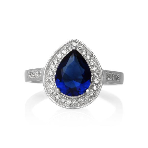 RZ-1686 Pear Shape Halo Cubic Zirconia Ring