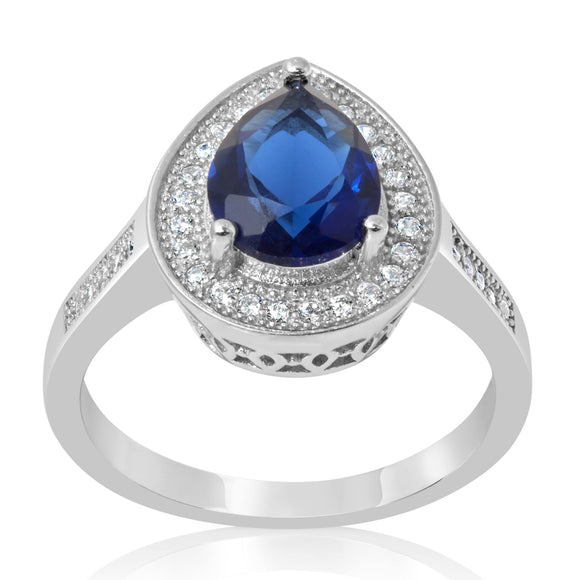 RZ-1686 Pear Shape Halo Cubic Zirconia Ring