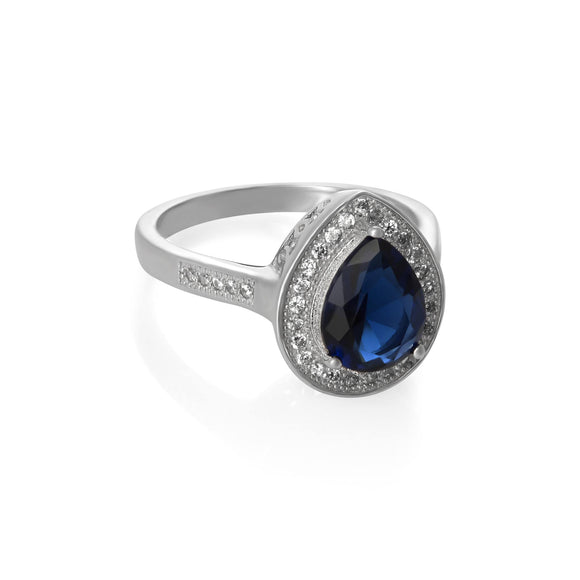 RZ-1686 Pear Shape Halo Cubic Zirconia Ring