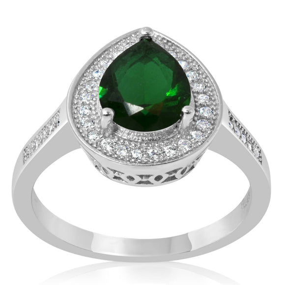 RZ-1686 Pear Shape Halo Cubic Zirconia Ring