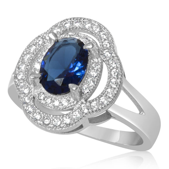 RZ-1688 Oval CZ Double Halo Ring