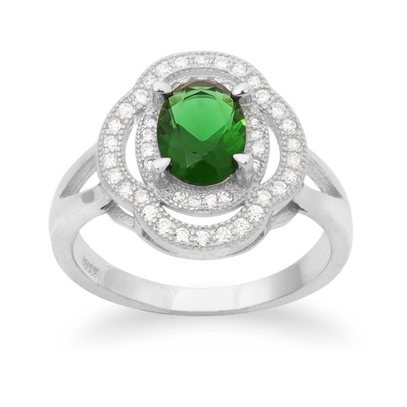 RZ-1688 Oval CZ Double Halo Ring