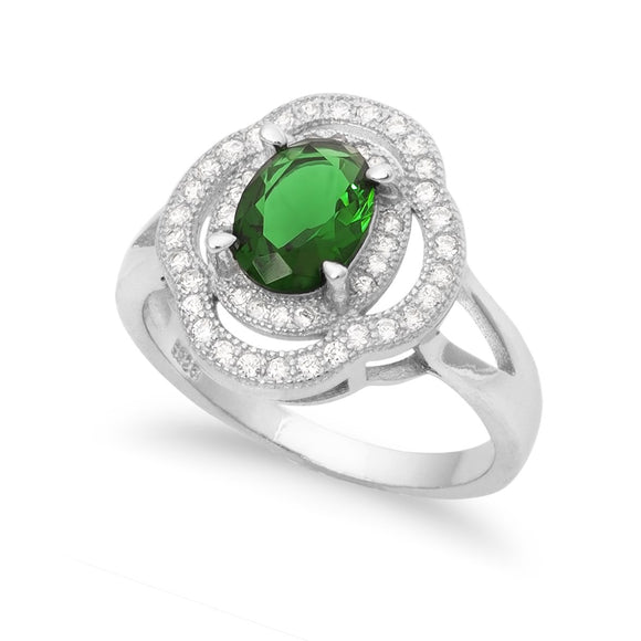 RZ-1688 Oval CZ Double Halo Ring