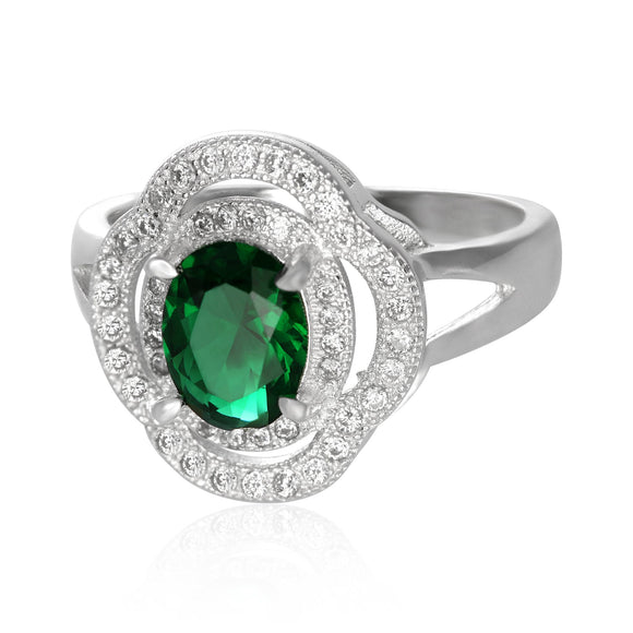 RZ-1688 Oval CZ Double Halo Ring