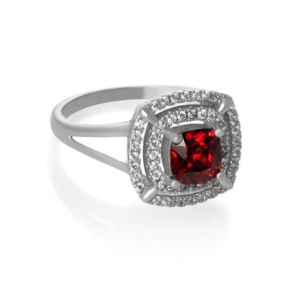RZ-1691 Cushion Cut CZ Double Halo Ring
