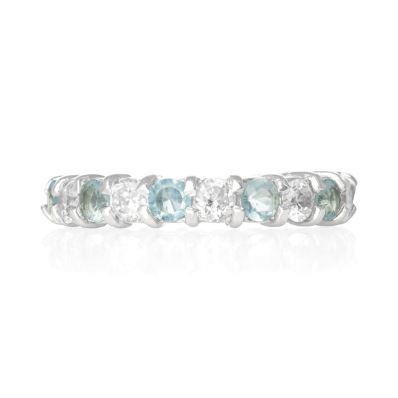 RZ-2025-AQC Prong Set CZ Eternity Band - Aqua-Clear | Teeda