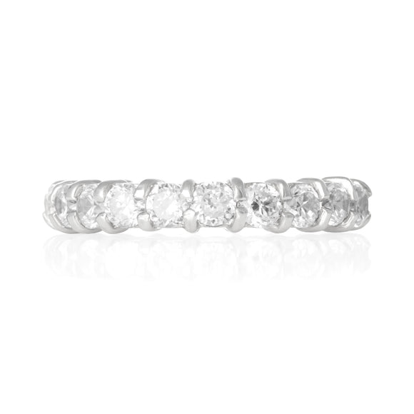 RZ-2025-C Prong Set CZ Eternity Band - Clear | Teeda