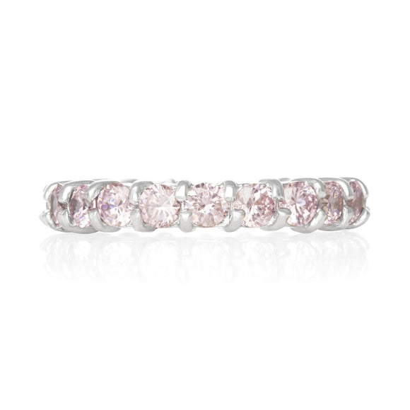 RZ-2025-P Prong Set CZ Eternity Band - Pink | Teeda