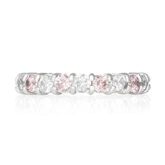 RZ-2025-PC Prong Set CZ Eternity Band - Pink-Clear | Teeda