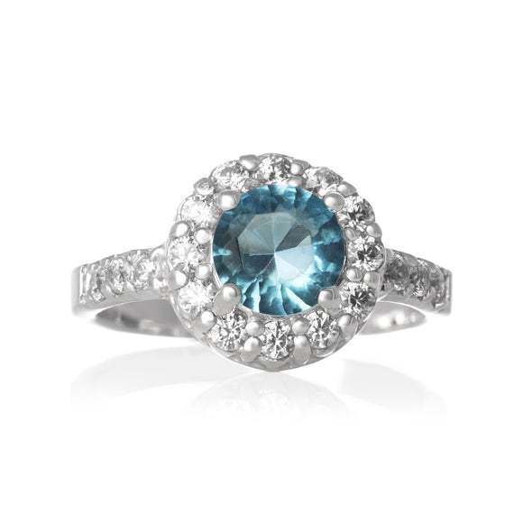 RZ-2360-AQ CZ Topiary Crown Ring - Aqua | Teeda