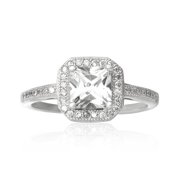 RZ-3003 Art Deco Vintage Style Princess Cut CZ Ring