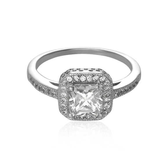 RZ-3003 Art Deco Vintage Style Princess Cut CZ Ring