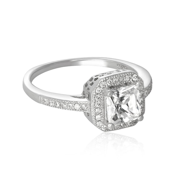 RZ-3003 Art Deco Vintage Style Princess Cut CZ Ring | Teeda