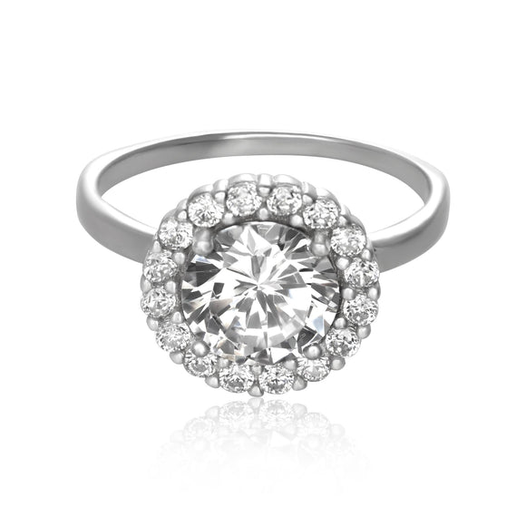 RZ-3004 Round Halo Cubic Zirconia Ring