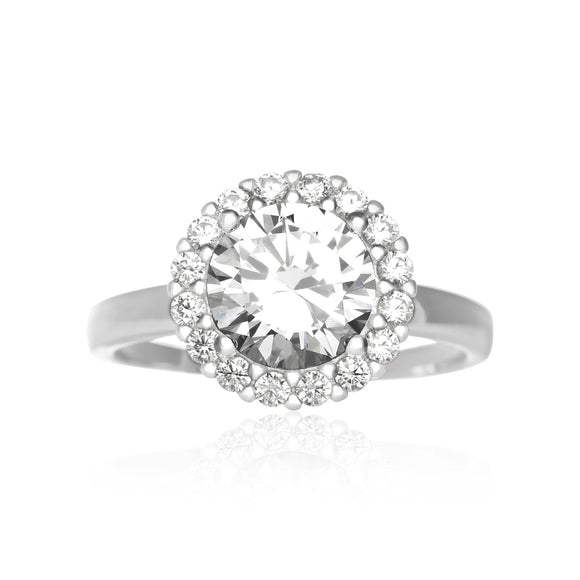 RZ-3004 Round Halo Cubic Zirconia Ring