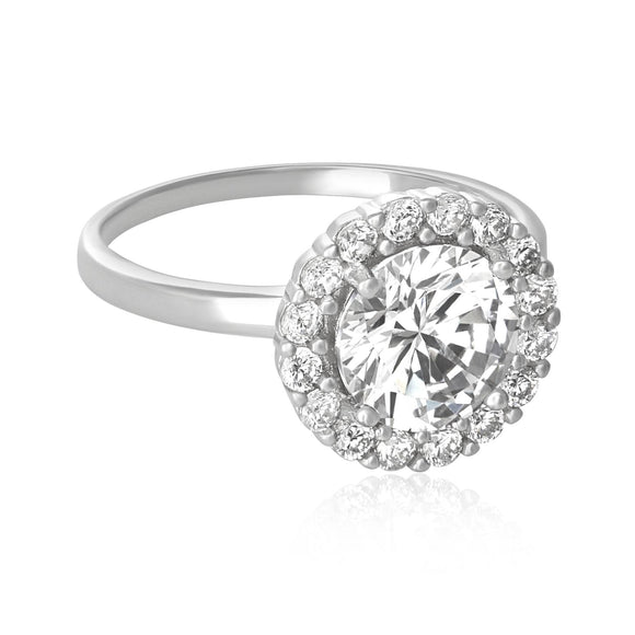 RZ-3004 Round Halo Cubic Zirconia Ring | Teeda