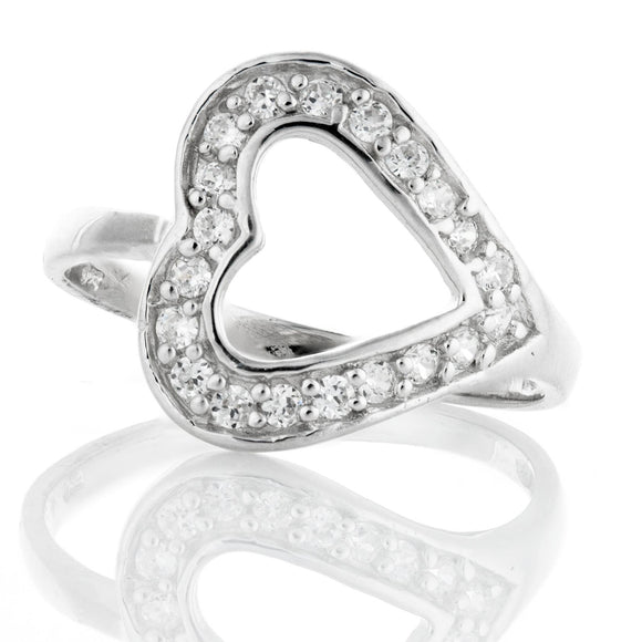 RZ-4045 Sideways Open Heart Cubic Zirconia Ring | Teeda