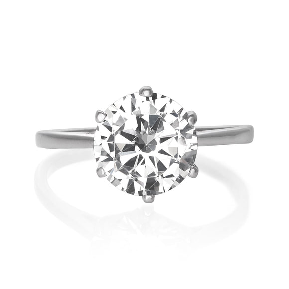 RZ-5700 Solitaire Ring 9mm Round CZ Cubic Zirconia | Teeda