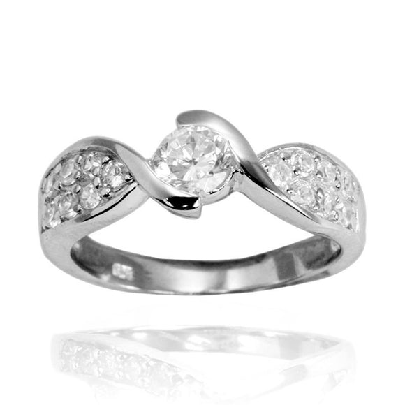 RZ-7051 Round Twist Channel Set CZ Ring | Teeda