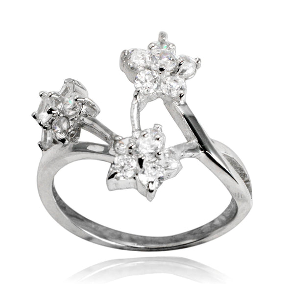 RZ-7052 Flower Trio CZ Ring | Teeda